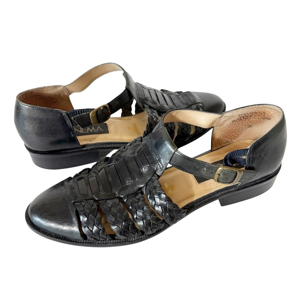 Ipanema Womens Vintage 90s Woven Leather T-Strap Fisherman Flats Size 9